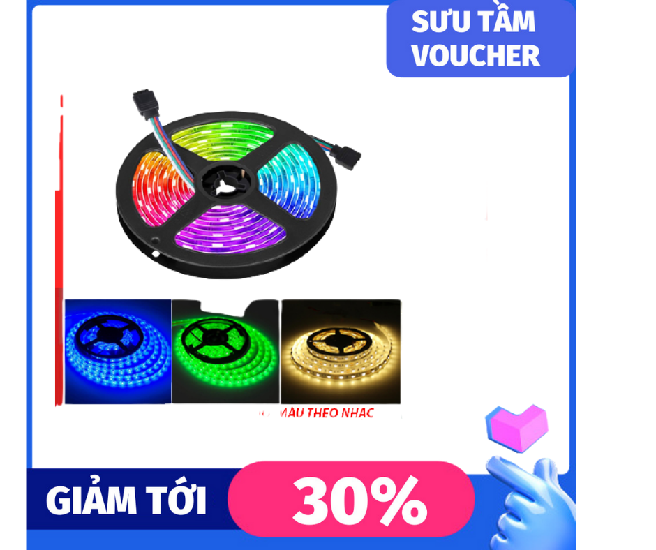 Dây đèn lép dán đổi 7 màu RGP 5 mét Chống nước- Phủ Silicon- Nháy theo nhạc