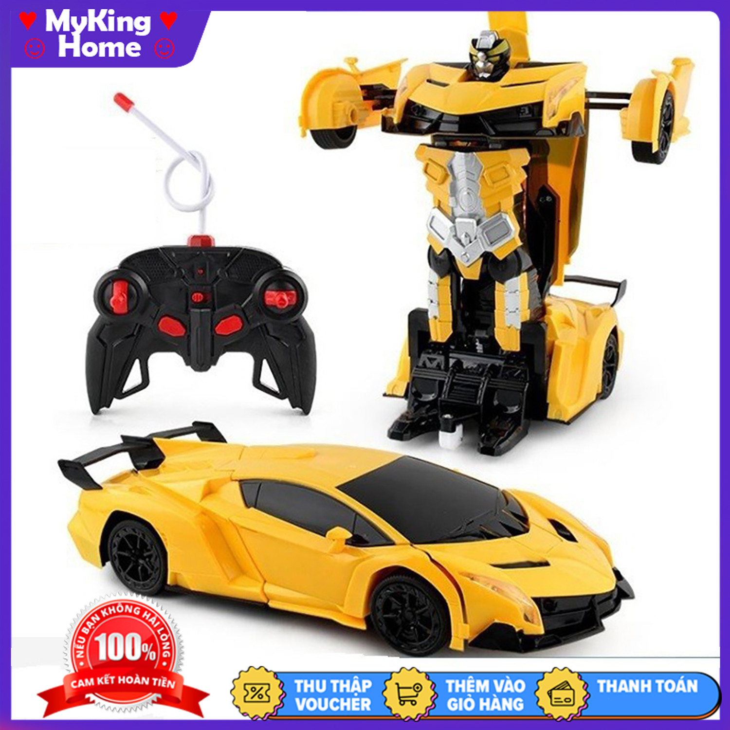Đồ chơi xe điều khiển biến hình robot quay 360 độ - đồ chơi ô tô biến hình robot, đồ chơi xe điều khiển từ xa