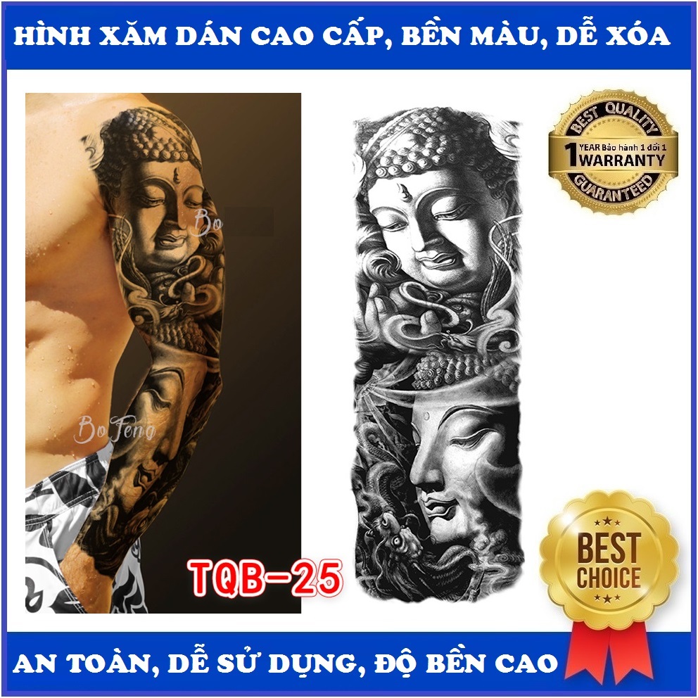 Hình xăm dán cánh tay...kích thước 17 x 48cm, sản phẩm là bộ sưu tập gồm nhiều hình xăm đẹp, bền màu, dễ sử dụng
