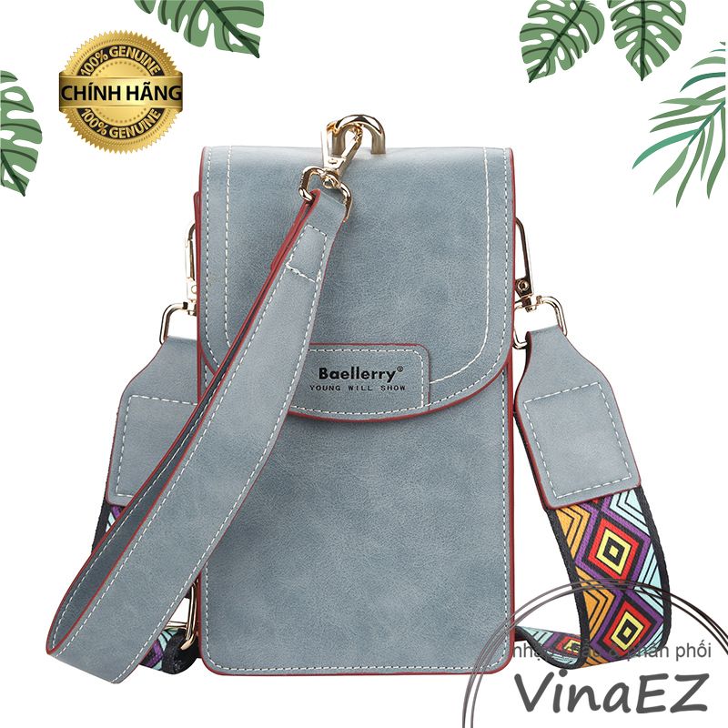 [FREESHIP]ví bóp đeo chéo nữ Baellerry đựng điện thoại nhiều ngăn, thẻ ngân hàng, tiền mặt với dây đeo họa tiết thổ cẩm kèm 1 dây cầm tay - N8608