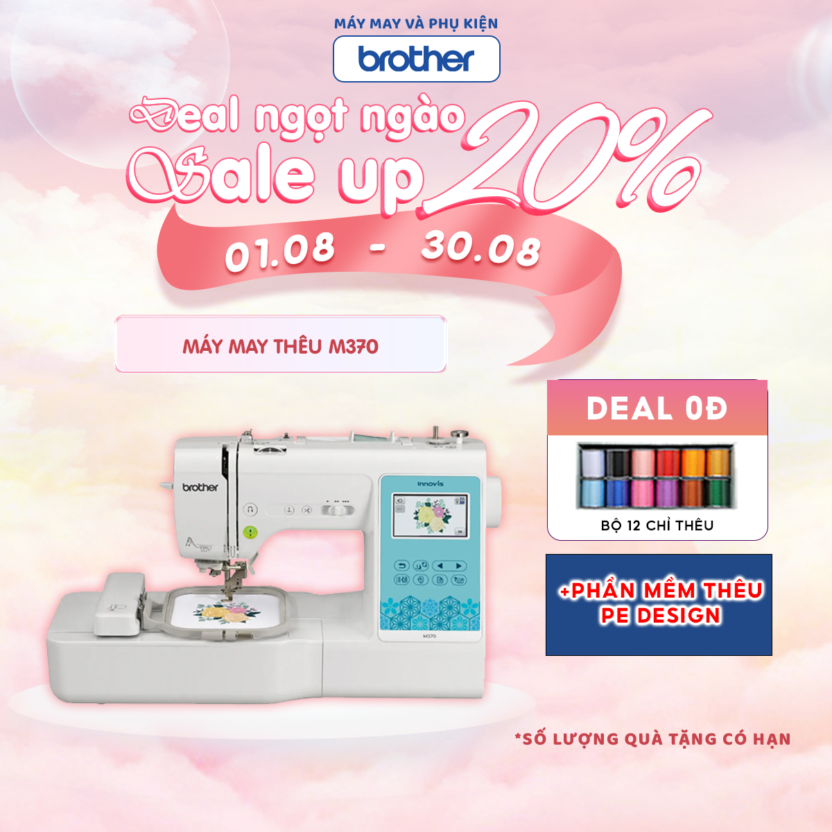 Máy may và thêu vi tính 2 trong 1 đa năng brother m370 hàng chính hãng nhật bản, hàng cao cấp