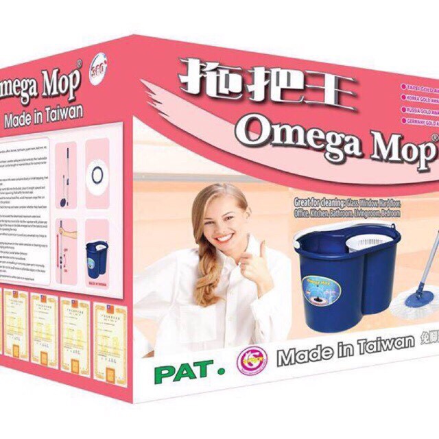 Bộ Chổi Lau Nhà Xoay 360 Độ Omega Cao Cấp Nhập Khẩu Đài Loan