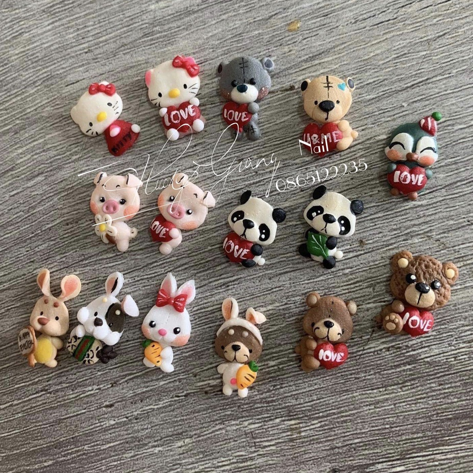 Charm nail - charm gấu - gấu nặn thủ công