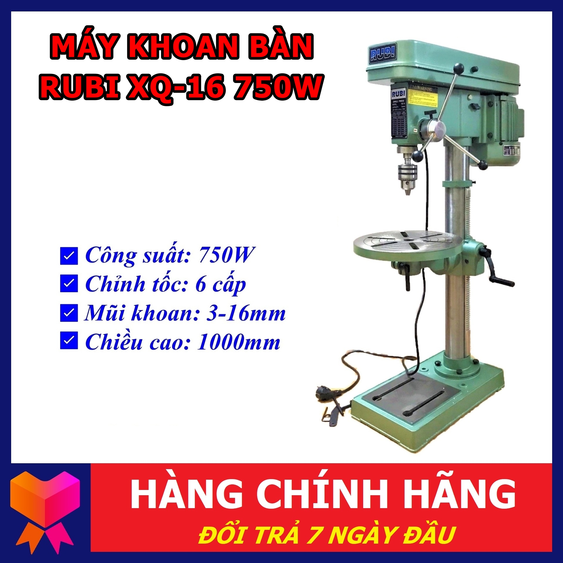 Máy khoan bàn rubi xq-16 - công suất 750w - bảo hành 12 tháng