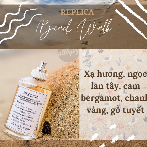 Allbyvy| mẫu thử nước hoa 10ml r e p l i c a beach walk