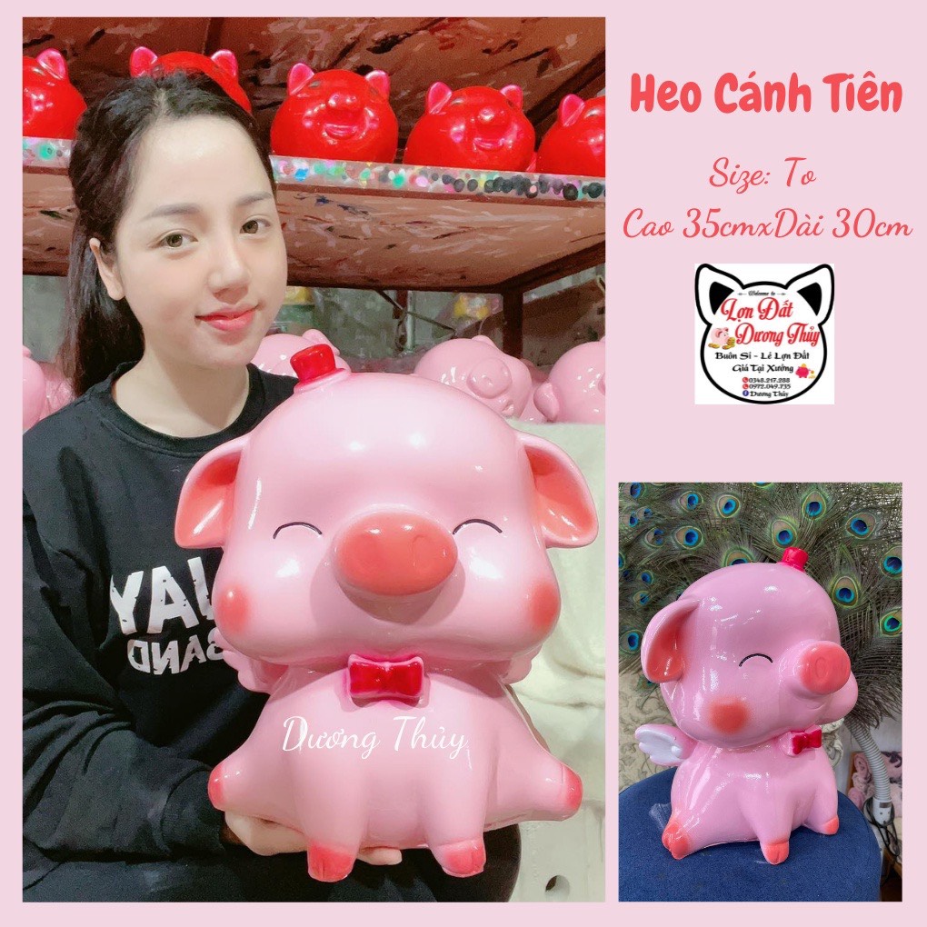 Heo đất lợn đất thiên sứ 2 size khủng lồ và size bé dễ thương