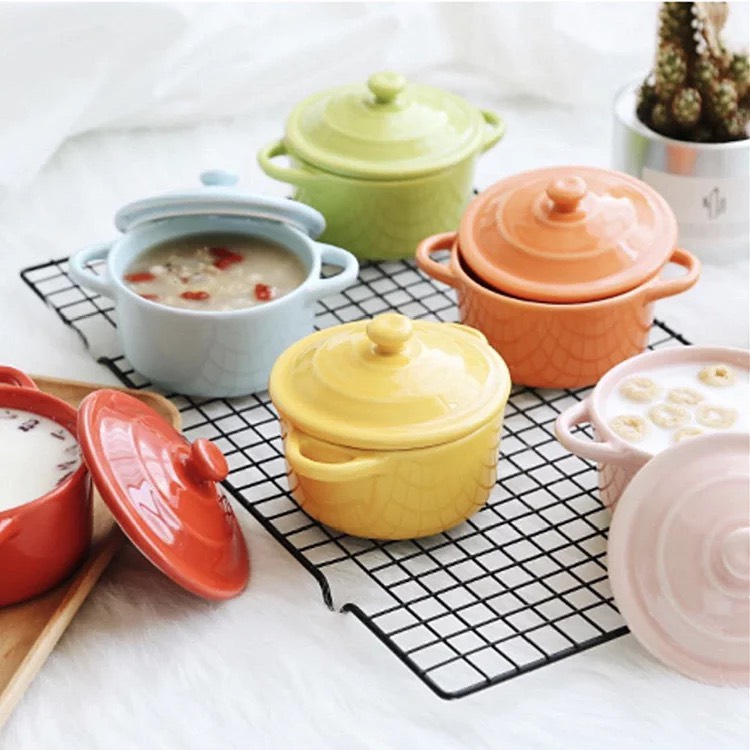 Bát sứ ăn dặm - Chén sứ ăn dặm - Bát decor sản phẩm - Chén đựng nước chấm hình nồi có nắp 150ml