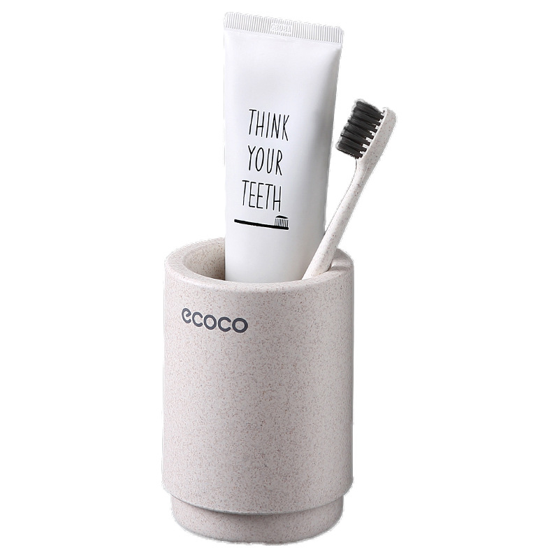 Giá treo bàn chải đánh răng, kem đánh răng ecoco, cốc đựng bàn chải dán tường ecoco, loại 1 hoặc 2 ngăn, tặng kèm cốc hít nam châm
