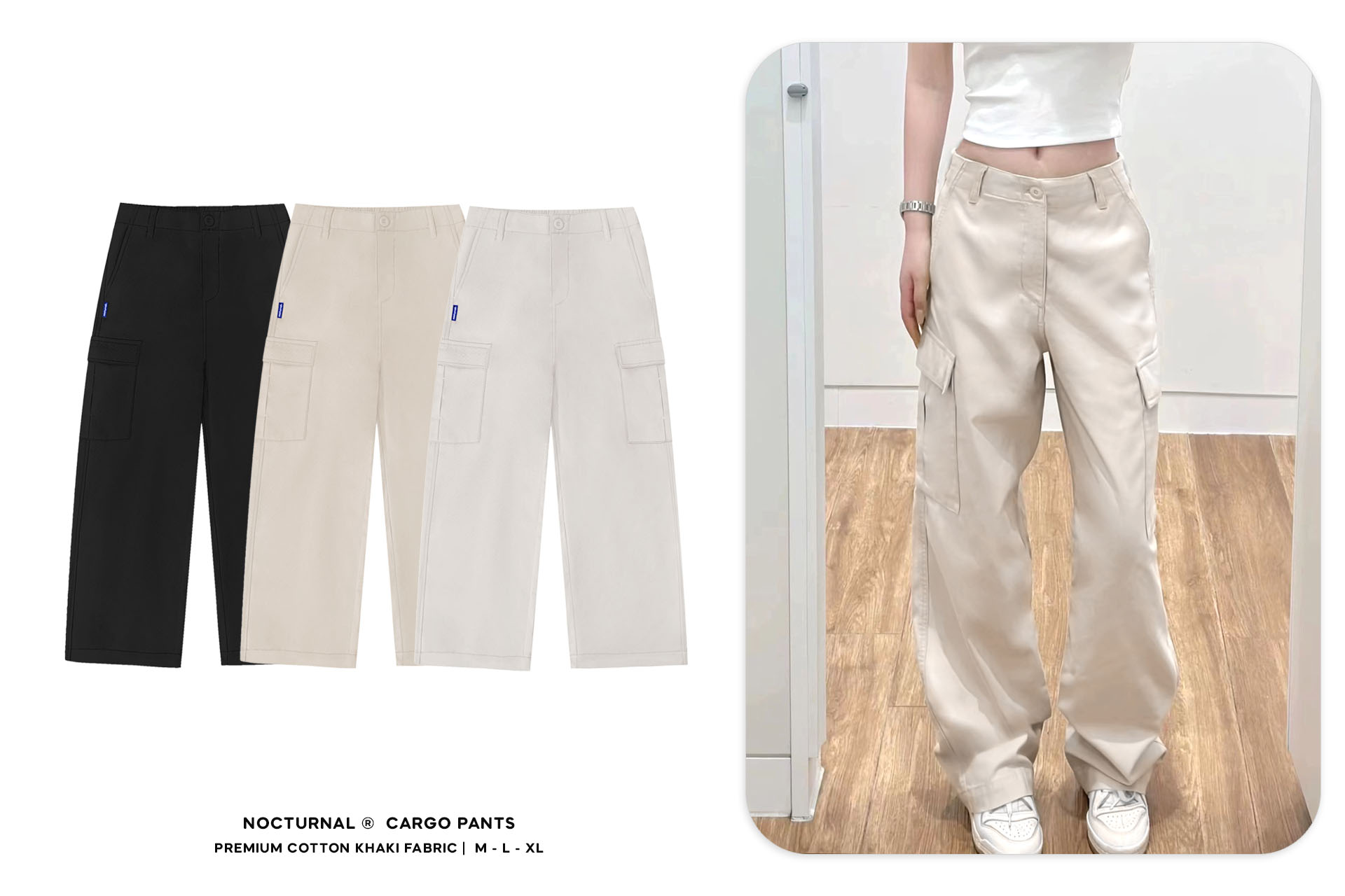 Quần Kaki Dài Túi Hộp Ống Suông Cargo Pants NOCTURNAL Nam Nữ Unisex Local Brand