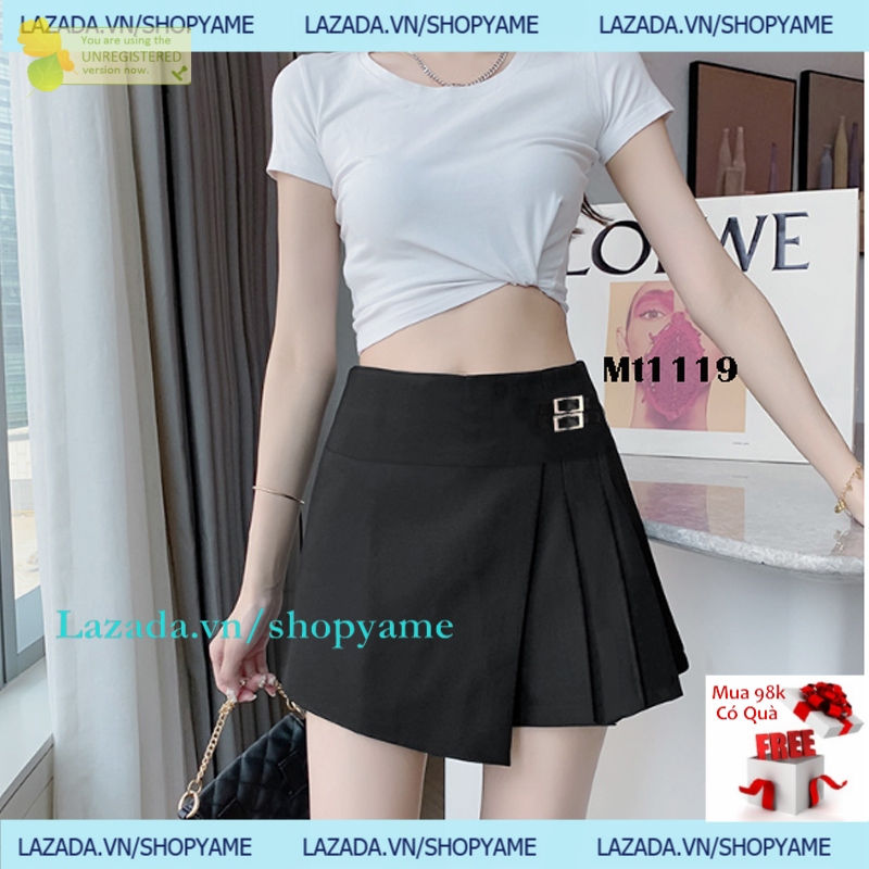 Quần giả váy vạt xéo phối xếp ly và khoen trẻ trung mt1119 shopyame