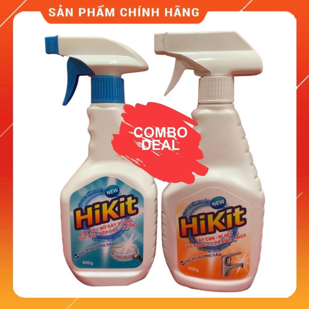 Combo Tẩy dầu mỡ và tẩy cặn canxi 500ml HiKit siêu sạch