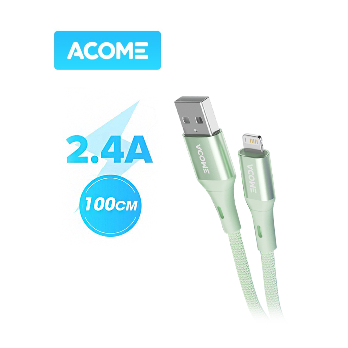 [Bảo Hành 12 Tháng] Cáp Sạc Cổng Lightning ACOME ABL-010/ ROBOT RSL100 - Tương Thích Với iPhone - Nguồn Ra 2.4A - Vỏ Kim Loại - Dây Bện Dù - Dài 100cm
