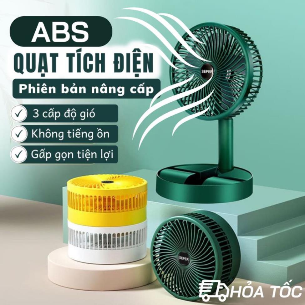 Quạt tích điện gấp gọn super 3 cấp độ gió sử dụng pin sạc, quạt để bàn mini cổng sạc usb tiện dụng