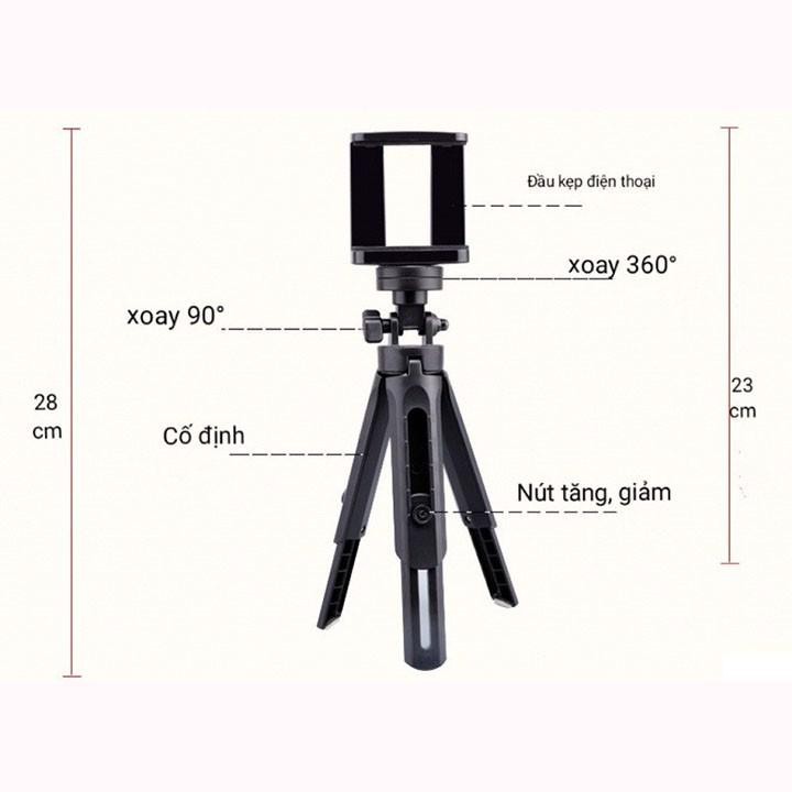 [Bảo hành 3th] Mini Tripods MT 01 - Giá đỡ điện thoại 3 chân để bàn - hỗ trợ quay phim chụp ảnh góc xoay 90 độ