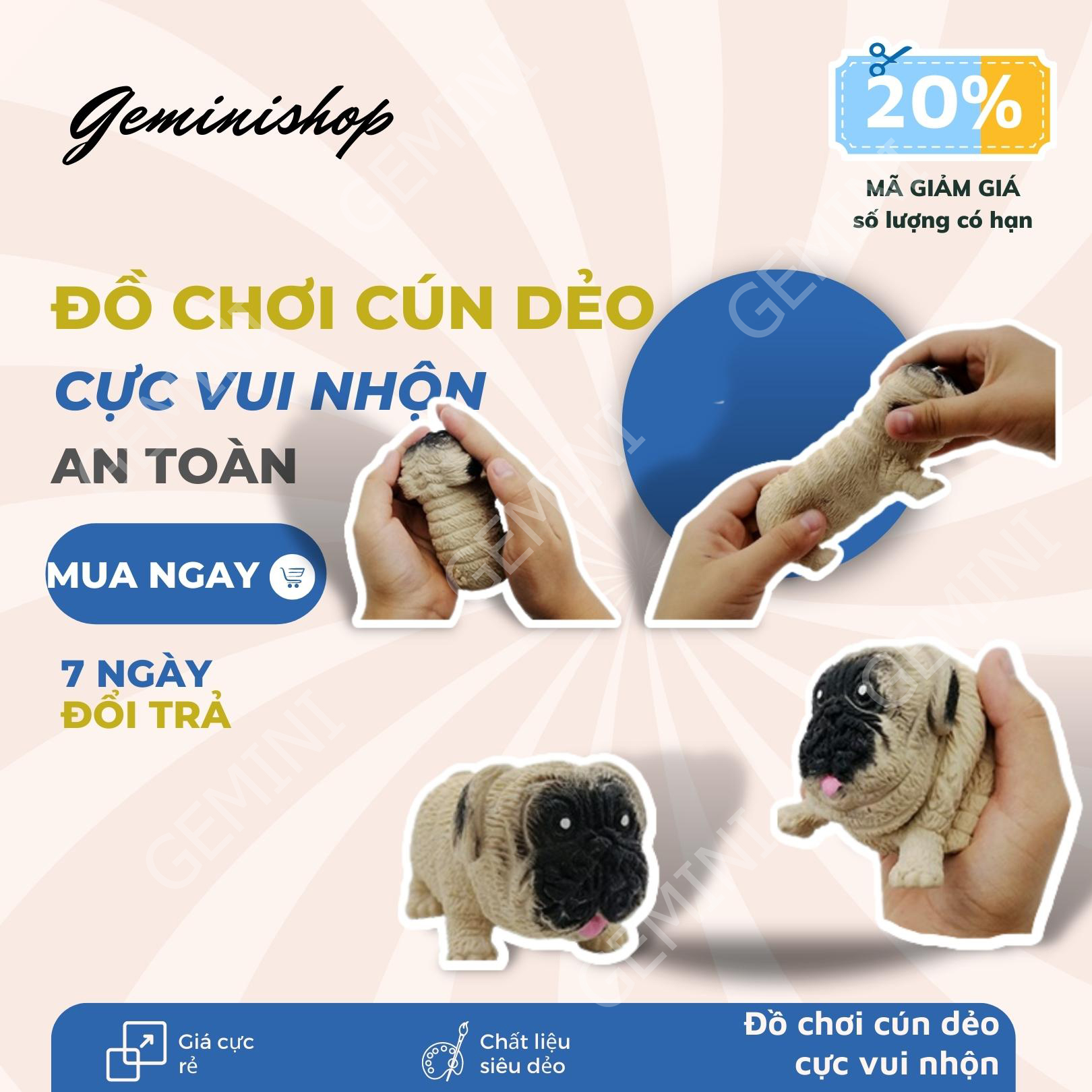 Đồ Chơi Con chó Cún yêu BẰNG NHỰA DẺO XẢ STRESS CD1 Dễ thương MANG LẠI NIỀM VUI CHO NGƯỜI SỬ DỤNG GEMINI SHOP