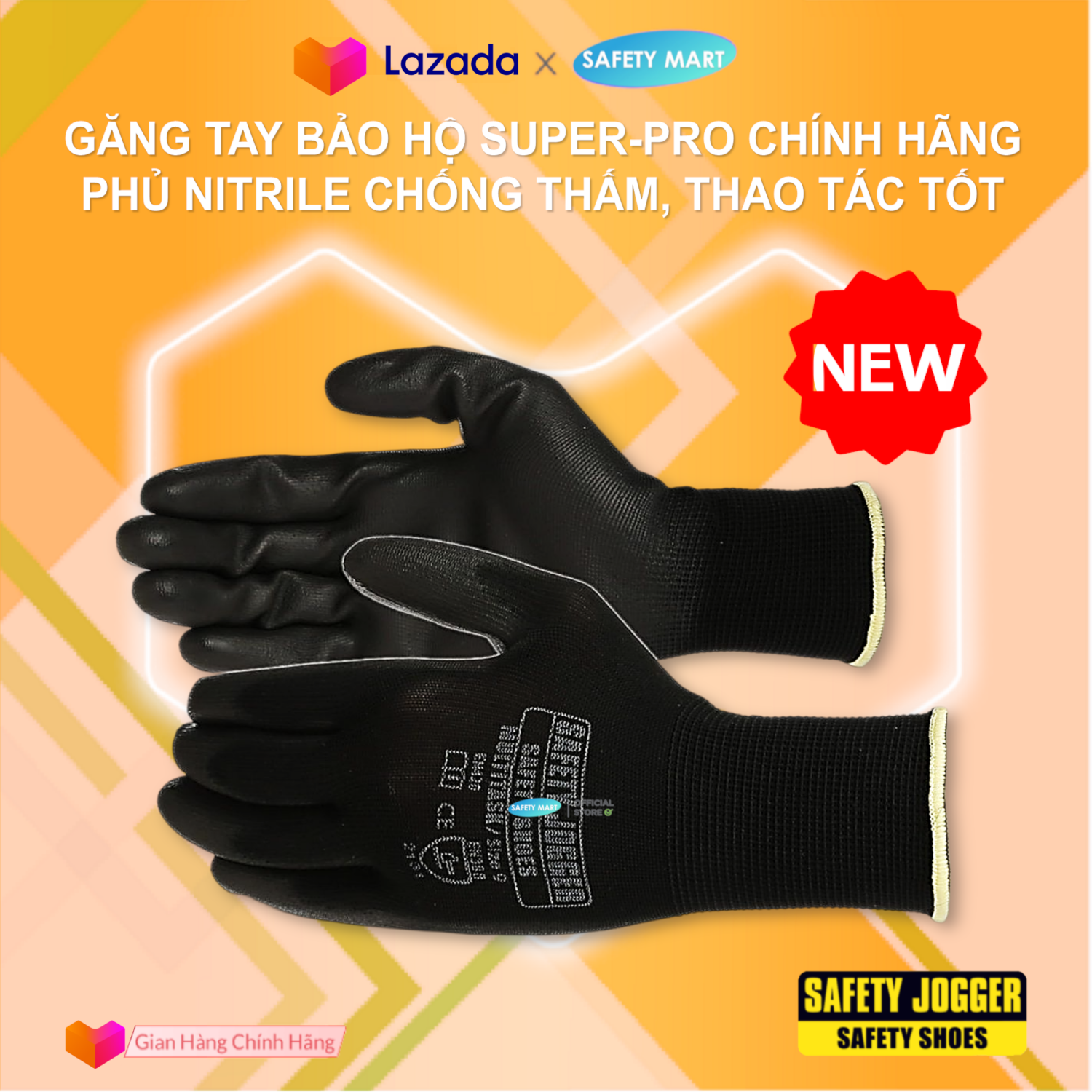 Combo 10 đôi Găng tay bảo hộ lao động Jogger Superpro - phủ nitrile găng tay chống dầu nhớt tăng độ bám linh hoạt cao bao tay bảo hộ chuyên dụng thao tác kỹ thuật cơ khí bảo trì sửa chữa - Safety Mart Official