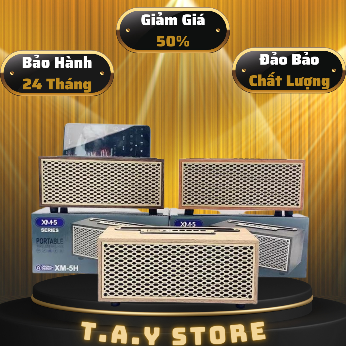 Loa Thùng Gỗ XM5H - Loa Thùng Mini Bluetooth XM5 - Bass Lớn - Siêu Trầm - Có Kết Nối PC TV Máy Tính - Nghe Nhạc 6 Tiếng - Nhật Bản - Loa Bluetooth Siêu Bass ,Loa Bluetooth XM5 Thùng Gỗ, kiêm giá đỡ điện thoại, Bluetooth 5.0, Siêu Bass