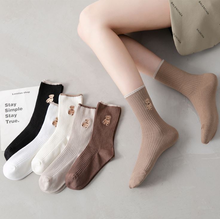 Set 5 đôi tất vớ nữ cao cổ gấu ms.coffe