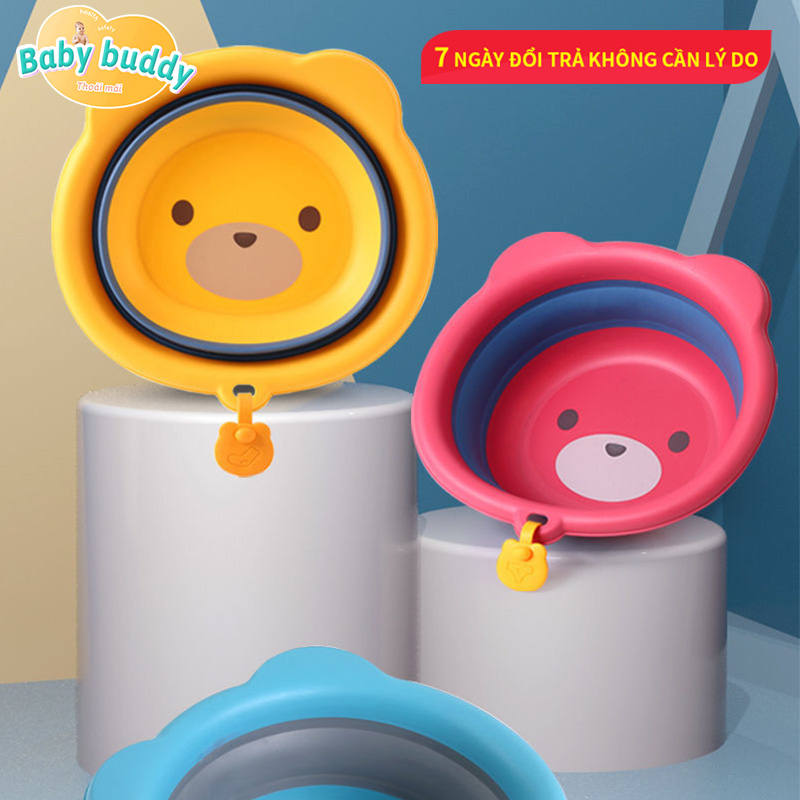 Chậu rửa mặt gấp gọn cho bé, chậu rửa mặt gấp gọn hình cún đáng yêu, thau chậu rửa mặt cho bé, chậu rửa mặt trẻ em, thau rửa mặt cho bé sơ sinh, chậu rửa đa năng, chất liệu không BPA, dung tích lớn 4,2L, nhỏ gọn mang theo