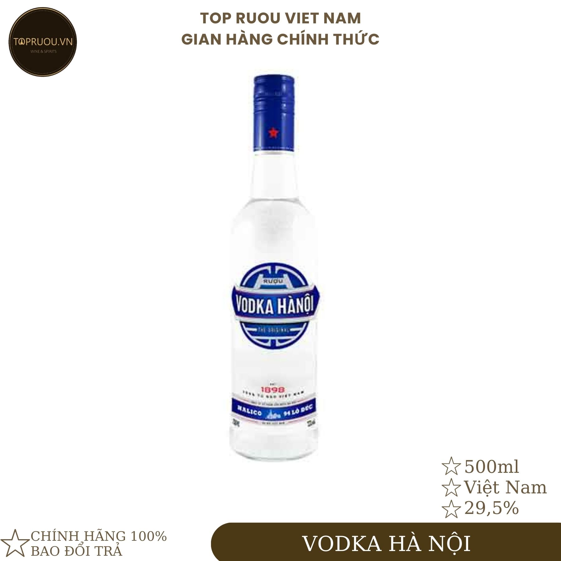 Rượu vodka hà nội 500ml 29.5% - hàng thật - giao nhanh