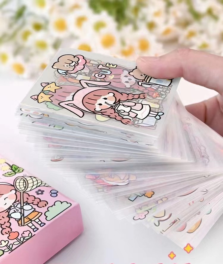 Tấm sticker cắt sẵn cute trang trí sổ, bình nước,...