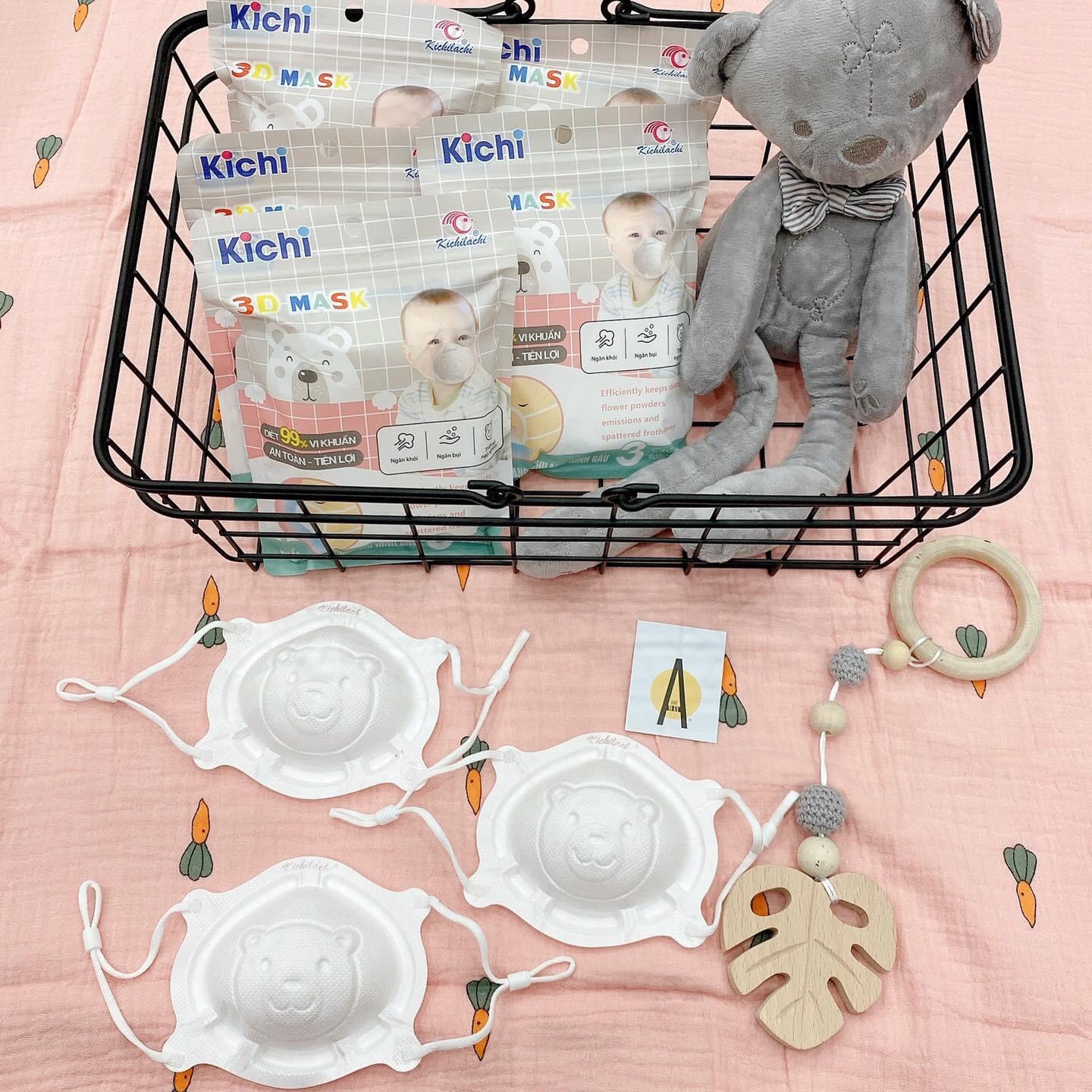 Set 3 cái Khẩu trang hình gấu Kichi 3D Mask cho bé.