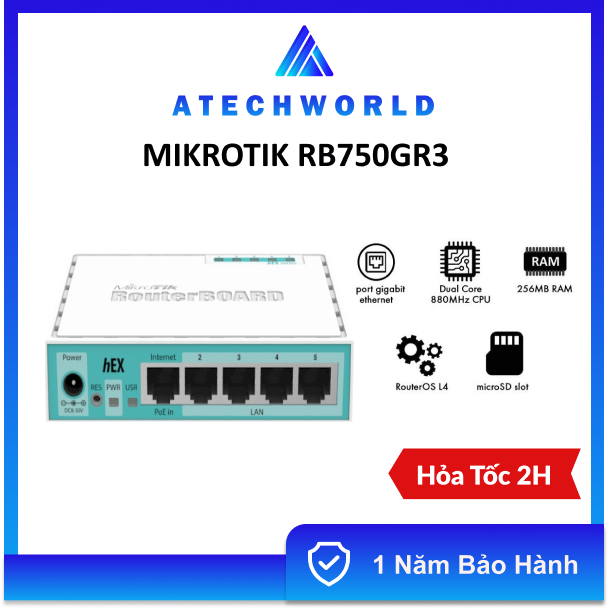 Thiết Bị Router Mikrotik RB750Gr3 Hex POE 5 Port - Hàng Chính Hãng