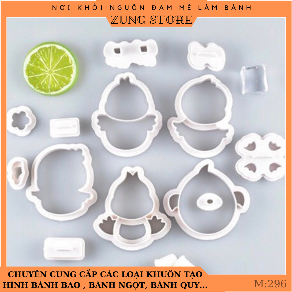Dụng cụ làm bánh, bộ 5 khuôn bánh bao tạo hình vịt kèm khuôn chi tiết zungstore-m296