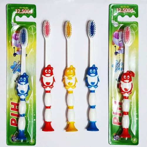 Bộ 4 bàn chải đánh răng hình chim cánh cụt cho trẻ từ 2 tuổi - 10 tuổi
