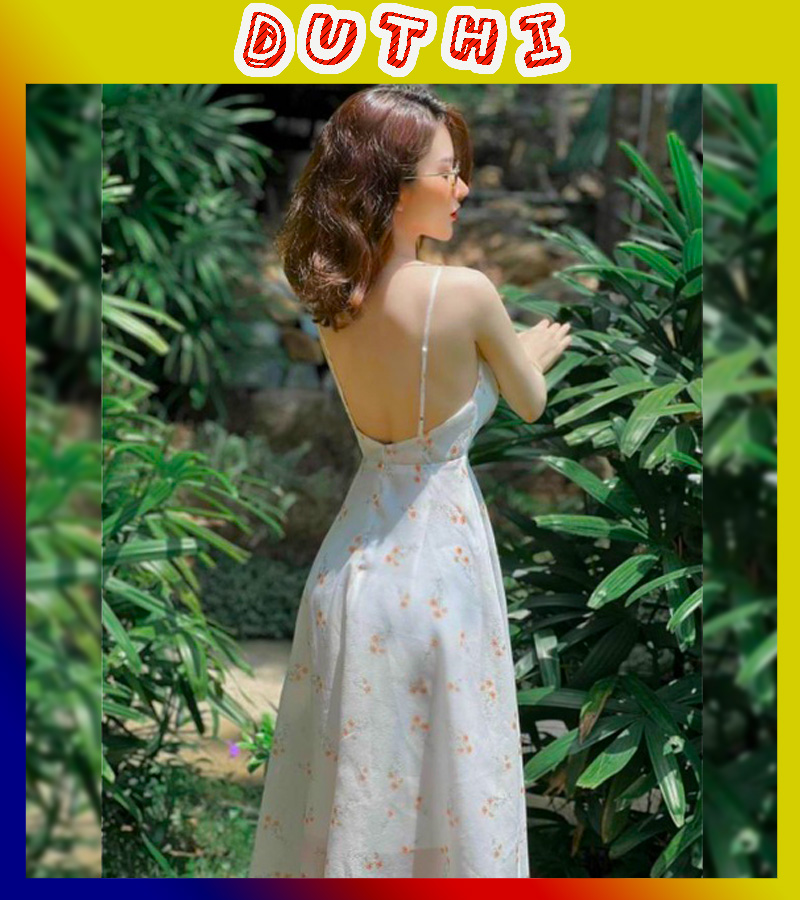 Đầm đi biển/ váy maxi hoa 2 dây - sẵn mút ngực sexy - cực mát