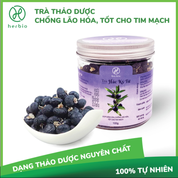 Trà Hắc Kỷ Tử Herbio giúp giảm cân chống lão hóa tốt cho tim mạch mát gan giải độc - hộp nguyên quả 100gr