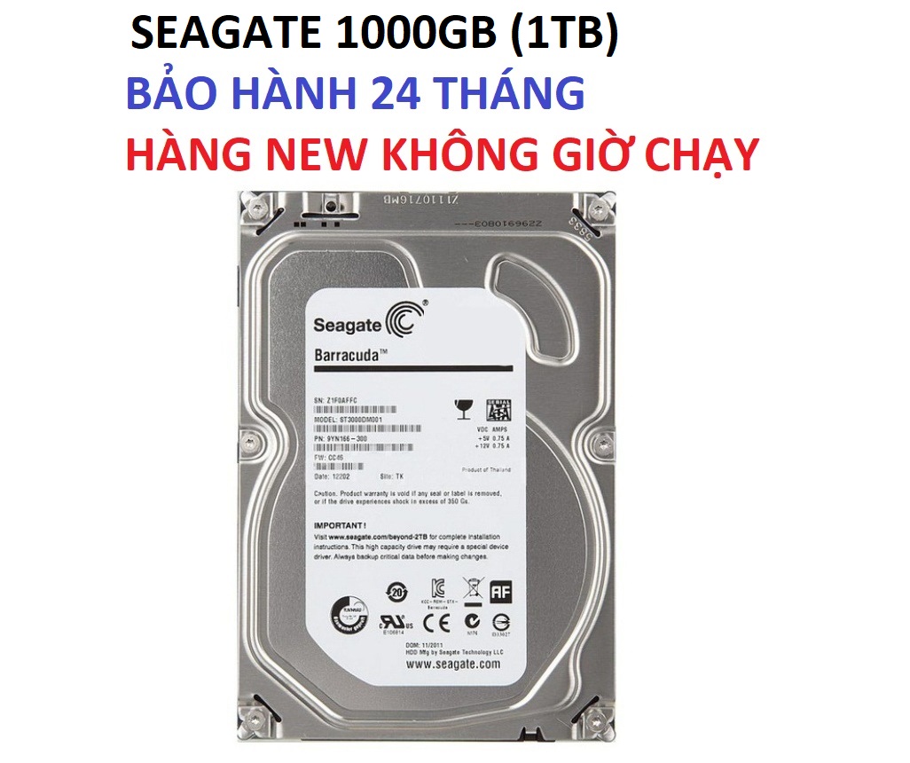 Hdd 1000gb seagate - 1tb seagate pc sata - bảo hành 24 tháng 1 đổi 1 - hàng new không giờ chạy