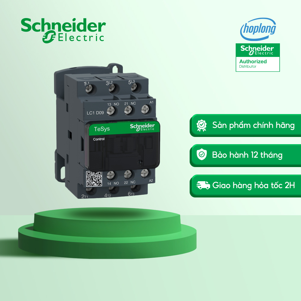 Khởi động từ lc1d09q7 schneider 3p 3no 9a coil 380vac