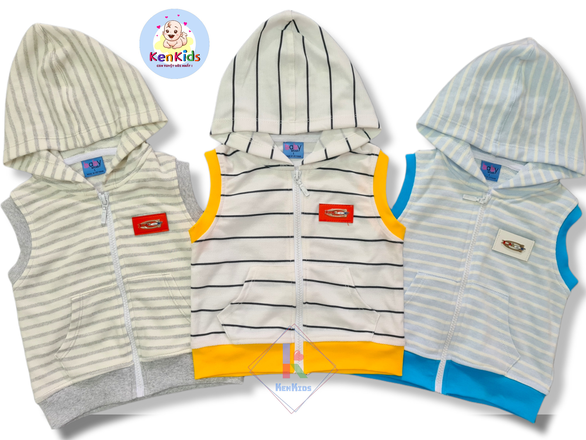 Áo khoác ghi lê có nón bé trai - BabyWear