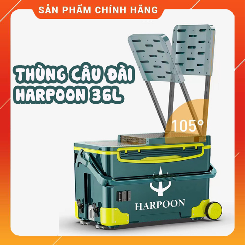 Thùng câu đài cao cấp harpoon 36l chính hãng chất lượng cao, thùng câu cá - đồ câu 247