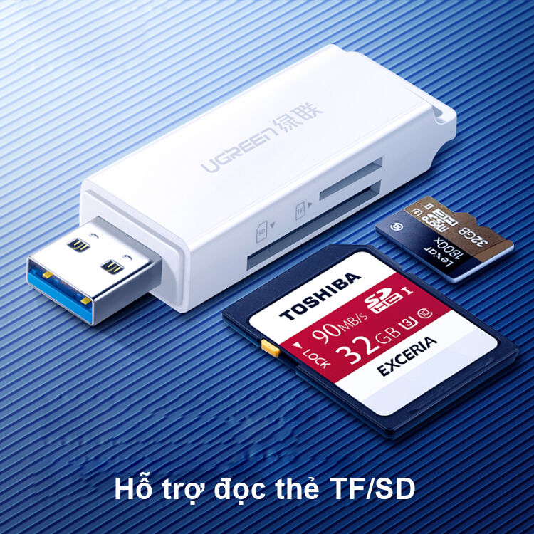 Đầu đọc thẻ nhớ USB 3.0 hỗ trợ thẻ TF/SD UGREEN CM104 Đầu đọc thẻ nhớ USB 3.0 hỗ trợ thẻ TF/SD UGREEN CM104