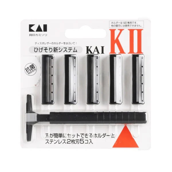 Đồ cạo râu 2 lưỡi kép kai kii 1 thân với 5 lưỡi kép thay thế - made in japan