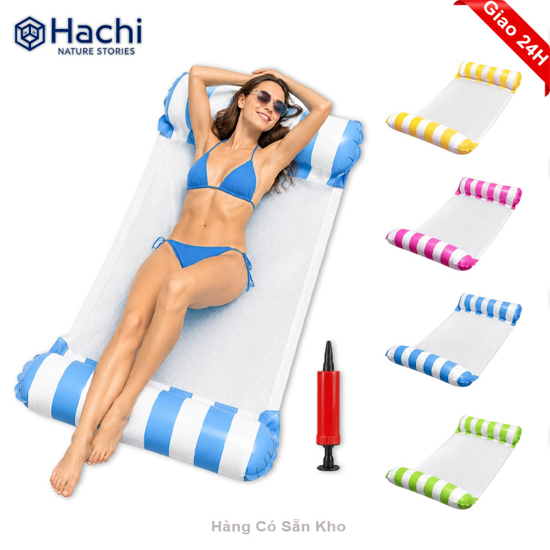 Phao Bơi Nổi Bơm Hơi Cao Cấp 120cm Có Lưới Thoáng Khí, Giường Nằm Hồ Bơi Gấp Gọn Kèm Bơm Hơi, Đệm Nổi Thư Giãn Mùa Hè