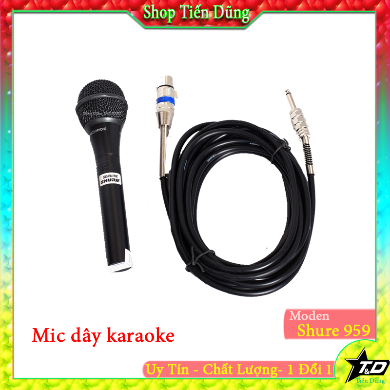 Mic Karaoke Shure SM 959 dây dài 5m Dùng Cho Các Loa và Âm li Gia Đình