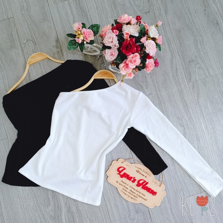 Áo Lệch Vai - Áo Thun Nữ - Áo Ôm Body Tay Dài 1 Bên