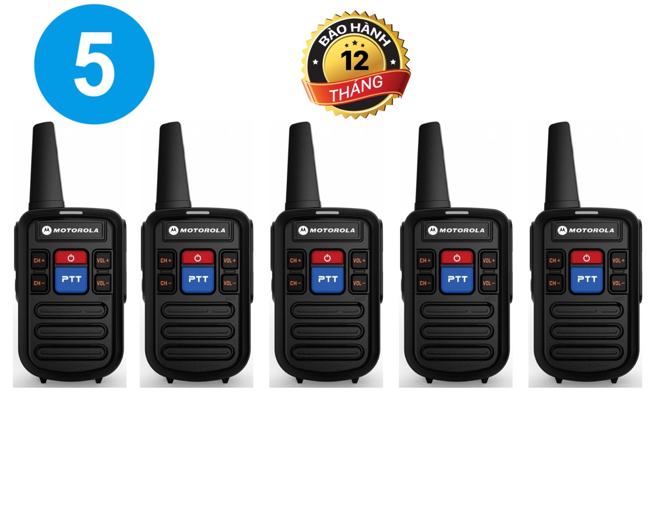 Bộ 5 máy bộ đàm motorola gp-418 , siêu nhỏ, 2 phím gọi, sạc cổng type c, bảo hành 12 tháng