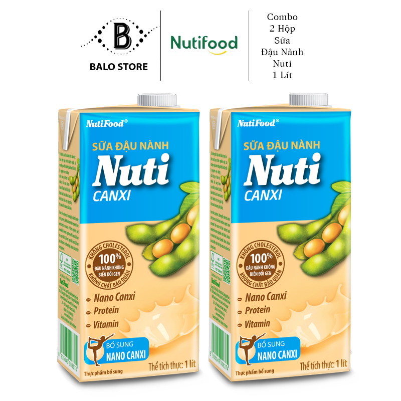 Combo 2 Hộp Sữa đậu nành Nuti Canxi Hộp 1 Lítl CB2.NSDNX03LA - Thương Hiệu NUTIFOOD - BALO STORE