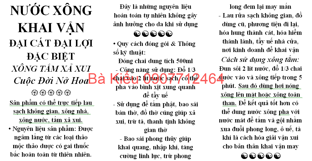 Nước xông khai vận đại cát đại lợi đặc biệt xông tắm xả xui