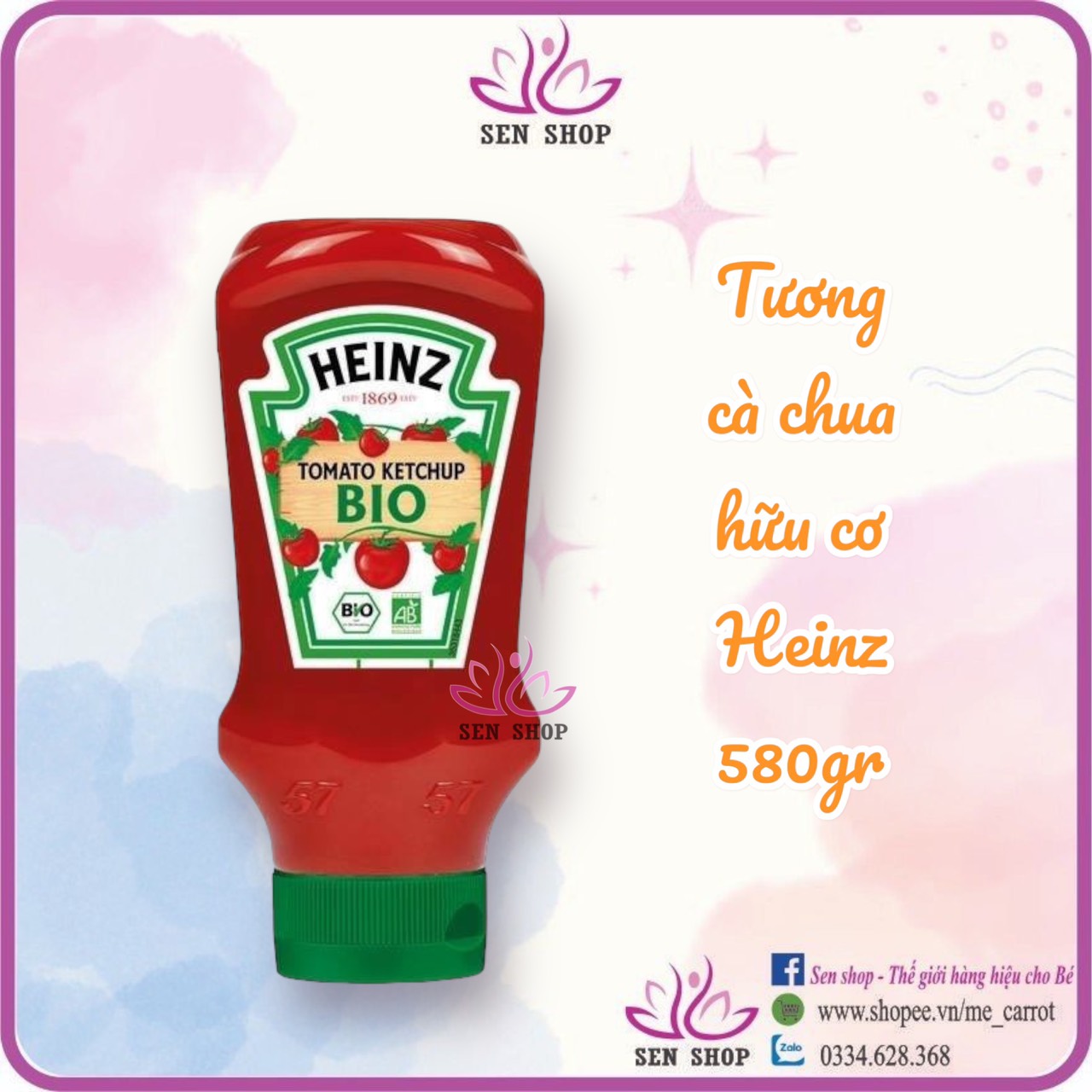 Tương cà chua hữu cơ Heinz (Organic Tomato Ketchup) - 580gr