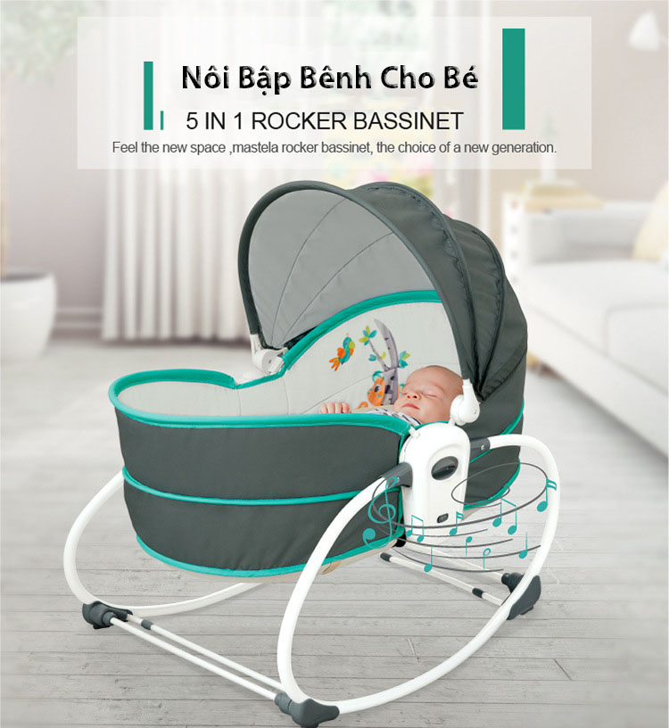 Nôi Bập Bênh 5 in 1 MASTELA Cho Bé Từ 0 - 36 Tháng