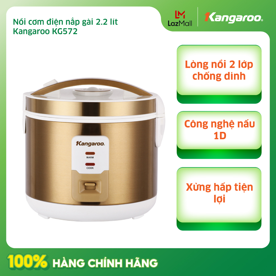 Nồi cơm nắp gài kangaroo kg572 2.2 lít - hàng chính hãng