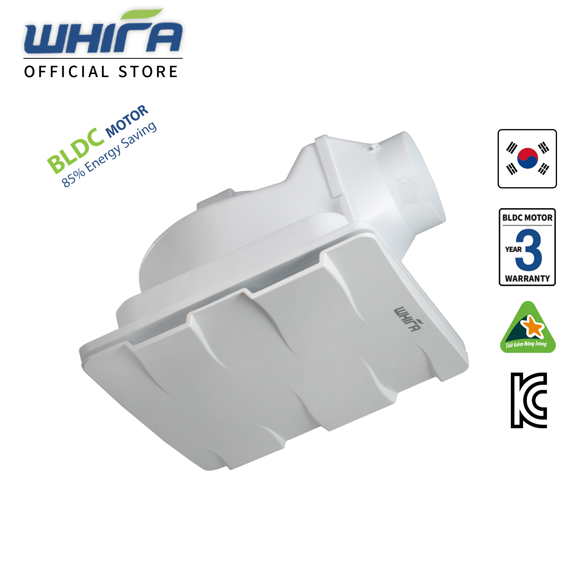 Quạt Hút Thông Gió Âm Trần WHIFA VDD-15CK Có Ống Nối 6 Inch Màu Trắng - Hàng Nhập Khẩu
