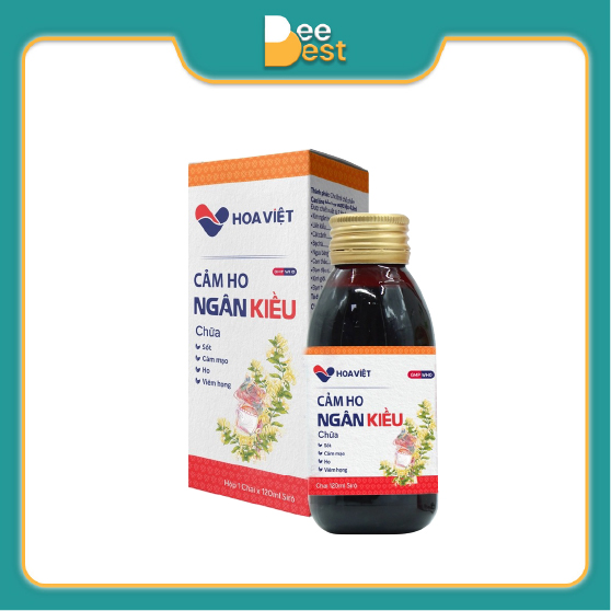 Siro cảm ho Ngân Kiều Hoa Việt hỗ trọ giảm sốt cảm mạo phong nhiệt kèm phát sốt, nhức đầu, ho, khô miệng, khát nước, viêm họng