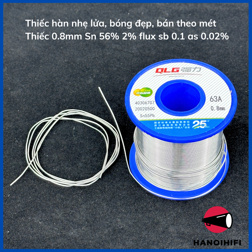 Thiếc hàn nhẹ lửa có nhựa thông Sn56Pb As 0.02 thiếc tráng bạc bóng đẹp giá 1 mét