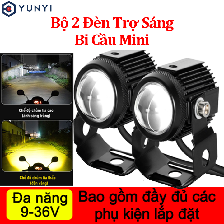 Bộ 2 đèn trợ sáng MINI đèn led xe máy siêu sáng đèn trợ sáng xe máy cầu siêu sáng den led cho xe máy đen let xe máy đèn xe máy siêu sáng